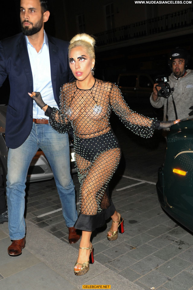 Lady Gaga No Source Posing Hot Gag Pasties Toples Fishnet Celebrity