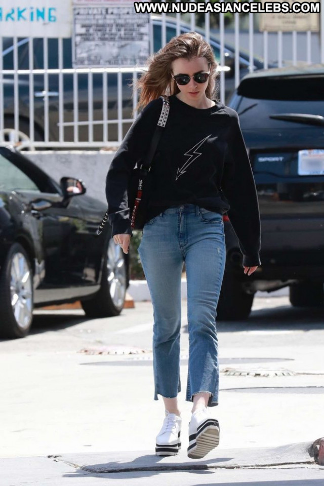 Lily Collins Studio City Posing Hot Paparazzi Babe Celebrity Beautiful